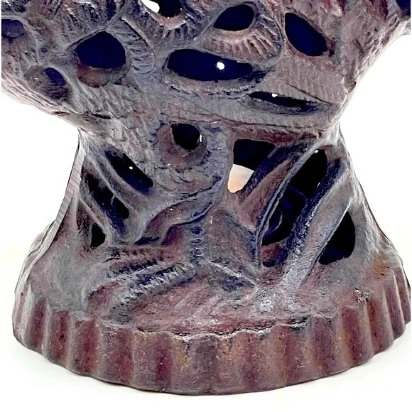 Vintage Rooster Chicken Lantern: Bronze Cast Iron Votive Tea Light Candle Holder